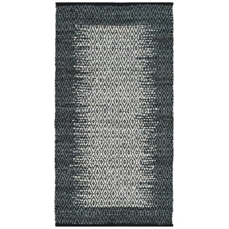 Flowers First 2 ft. 3 in. x 4 ft. Vintage Leather Hand Woven Area Rug, Light Grey & Charcoal - Accent FL1909661